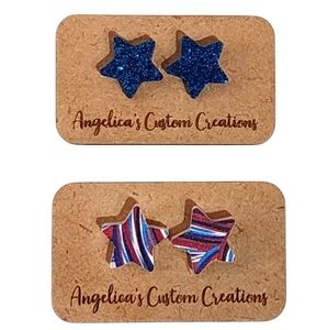 Patriotic Star Acrylic Stud Earrings – 2-Pack